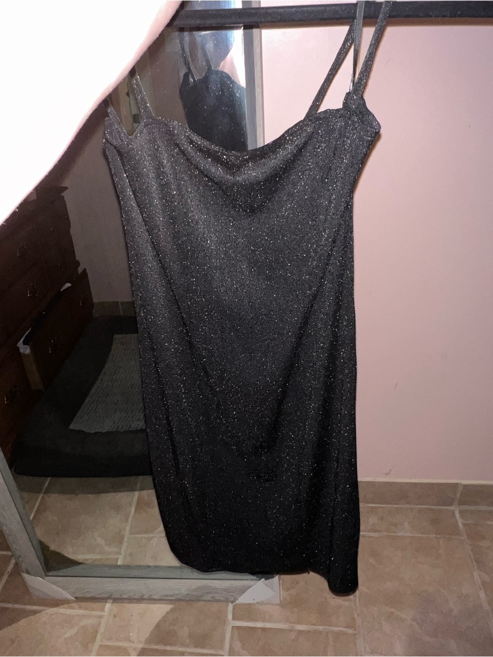 Forever 21 Black Sparkle Cowl Neck Slip Dress